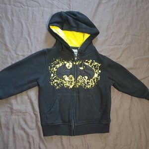 Batman Hoodie DC Comics Dark Knight Superhero Zip Up Black Yellow 3T Size